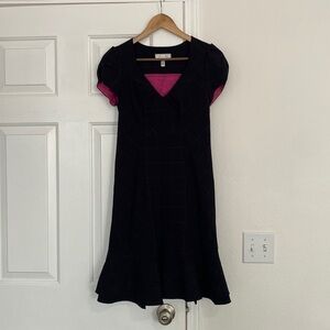 Moulinette Soeurs dark navy (almost looks black) dress with sweetheart neckline.